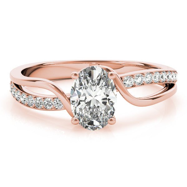 Rose gold Cushion Solitaire Twisted Band with Prong Setting