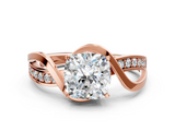 Rose gold Cushion Solitaire Twisted Band with Prong Setting_13
