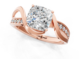Rose gold Cushion Solitaire Twisted Band with Prong Setting_14