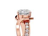 Rose gold Cushion Solitaire Twisted Band with Prong Setting_18
