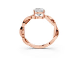 Rose gold Cushion Solitaire Twisted Pave Diamond Ring with Four-Prong Setting_27