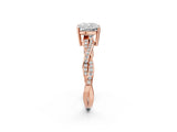 Rose gold Cushion Solitaire Twisted Pave Diamond Ring with Four-Prong Setting_82