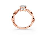 Rose gold Cushion Solitaire Twisted Pave Diamond Ring with Four-Prong Setting_83
