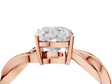 Rose gold Cushion Solitaire Twisted Pave Diamond Ring with Four-Prong Setting_84