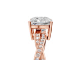 Rose gold Cushion Solitaire Twisted Pave Diamond Ring with Four-Prong Setting_85