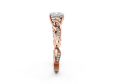 Rose gold Cushion Solitaire Vine Band with Milgrain Prong Setting_8