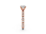 Rose gold Cushion Solitaire with Pavé Band and Four-Prong Setting_324