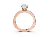 Rose gold Cushion Solitaire with Pavé Band and Four-Prong Setting_325