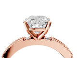 Rose gold Cushion Solitaire with Pavé Band and Four-Prong Setting_326