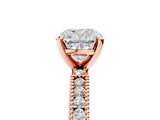 Rose gold Cushion Solitaire with Pavé Band and Four-Prong Setting_327