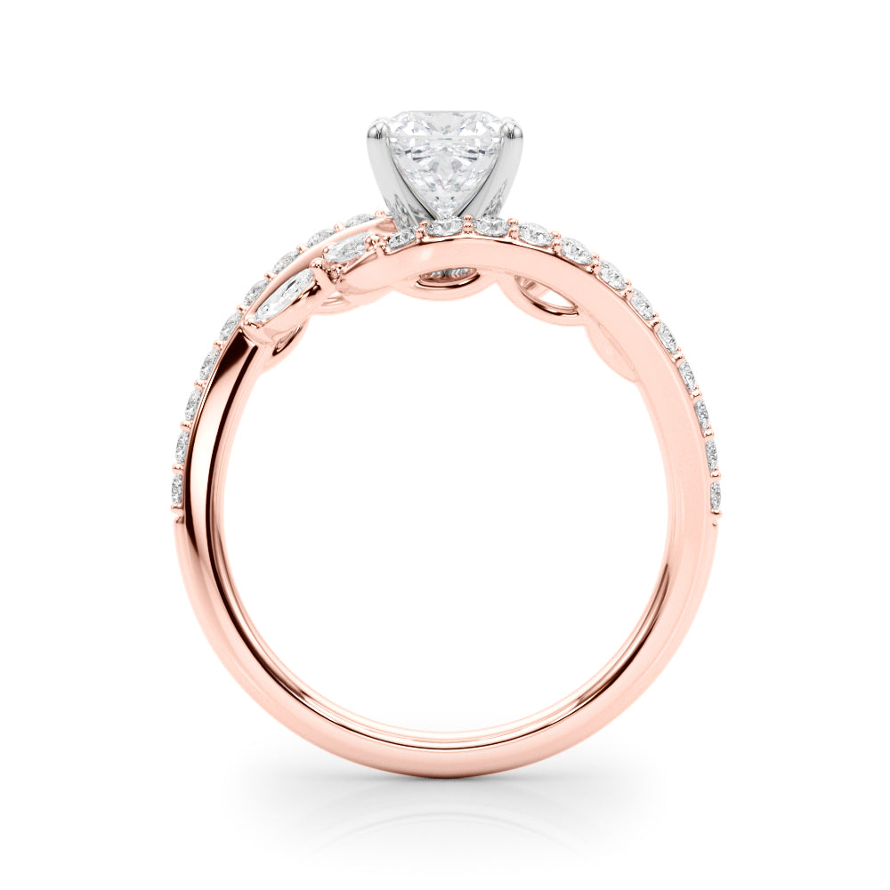 Rose gold Cushion Solitaire with Pavé Twist Band and Four-Prong Setting 2