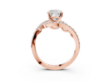 Rose gold Cushion Solitaire with Pavé Twist Band and Four-Prong Setting_60
