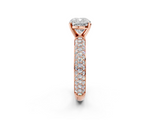 Rose gold Cushion Solitaire with Pave Band and Four-Prong Setting_10