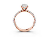 Rose gold Cushion Solitaire with Pave Band and Four-Prong Setting_11