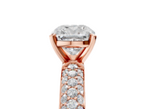 Rose gold Cushion Solitaire with Pave Band and Four-Prong Setting_13