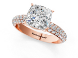 Rose gold Cushion Solitaire with Pave Band and Four-Prong Setting_9
