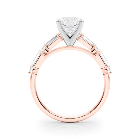 Rose gold Cushion Solitaire with Side Baguettes and Channel Set Band 2