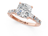 Rose gold Cushion Solitaire with Side Baguettes and Channel Set Band_50