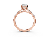 Rose gold Cushion Solitaire with Side Baguettes and Channel Set Band_52