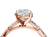 Rose gold Cushion Solitaire with Side Baguettes and Channel Set Band_53
