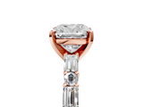 Rose gold Cushion Solitaire with Side Baguettes and Channel Set Band_54