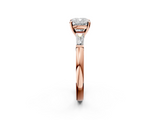 Rose gold Cushion Solitaire with Tapered Baguette Side Stones on a Classic Band with Four-Prong Setting_157