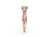 Rose gold Cushion Three-Stone Diamond Ring with Pavé Split Shank and Four-Prong Setting_67