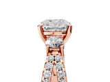 Rose gold Cushion Three-Stone Diamond Ring with Pavé Split Shank and Four-Prong Setting_70