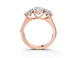 Rose gold Cushion Three-Stone Diamond Ring with Prong Setting on a Classic Band_18