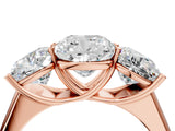 Rose gold Cushion Three-Stone Diamond Ring with Prong Setting on a Classic Band_19