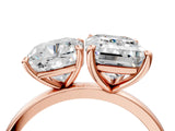 Rose gold Cushion and Emerald Cut Toi Moi Ring with Prong Setting_71