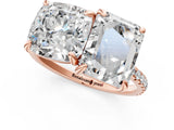 Rose gold Cushion and Emerald Toi Moi Ring with Prong Setting and Micro Pave Band 1