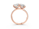 Rose gold Cushion and Emerald Toi Moi Ring with Prong Setting and Micro Pave Band 3