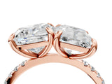 Rose gold Cushion and Emerald Toi Moi Ring with Prong Setting and Micro Pave Band 4