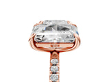 Rose gold Cushion and Emerald Toi Moi Ring with Prong Setting and Micro Pave Band 5