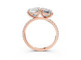 Rose gold Cushion and Emerald Toi Moi Ring with Prong Setting and Pave Band 3