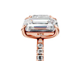 Rose gold Cushion and Emerald Toi Moi Ring with Prong Setting and Pave Band 5