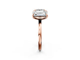 Rose gold Cushion and Emerald Toi Moi Ring with Prong Setting and Plain Band 2