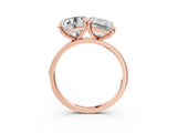 Rose gold Cushion and Emerald Toi Moi Ring with Prong Setting and Plain Band 3
