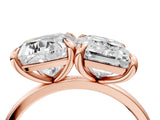 Rose gold Cushion and Emerald Toi Moi Ring with Prong Setting and Plain Band 4
