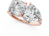 Rose gold Cushion and Heart Toi Moi Ring with Prong Setting and Micro Pave Band 1