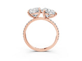 Rose gold Cushion and Heart Toi Moi Ring with Prong Setting and Micro Pave Band 3