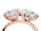 Rose gold Cushion and Heart Toi Moi Ring with Prong Setting and Micro Pave Band 4