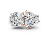 Rose gold Cushion and Heart Toi Moi Ring with Prong Setting and Micro Pave Band