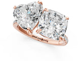 Rose gold Cushion and Heart Toi Moi Ring with Prong Setting and Pave Band 1
