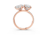 Rose gold Cushion and Heart Toi Moi Ring with Prong Setting and Pave Band 3
