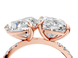 Rose gold Cushion and Heart Toi Moi Ring with Prong Setting and Pave Band 4
