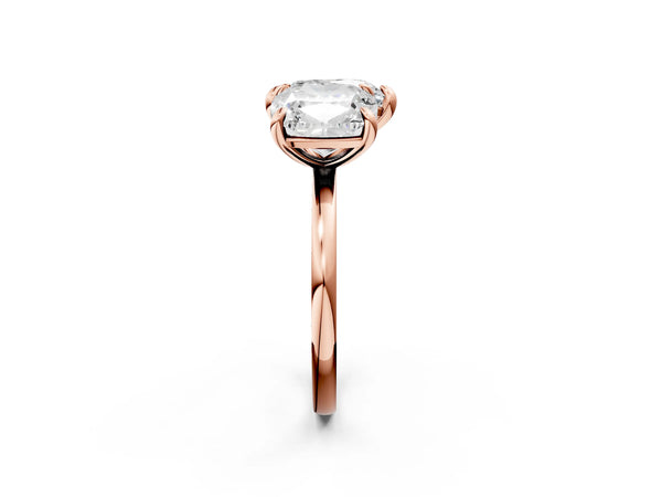 Rose gold Cushion and Heart Toi Moi Ring with Prong Setting and Plain Band