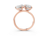 Rose gold Cushion and Heart Toi Moi Ring with Prong Setting and Plain Band 3
