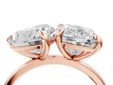 Rose gold Cushion and Heart Toi Moi Ring with Prong Setting and Plain Band 4